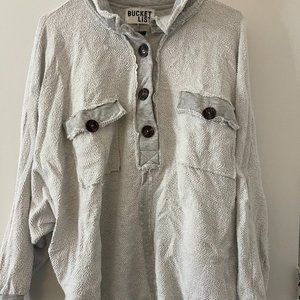 Gray Flowy Button-Down Tunic